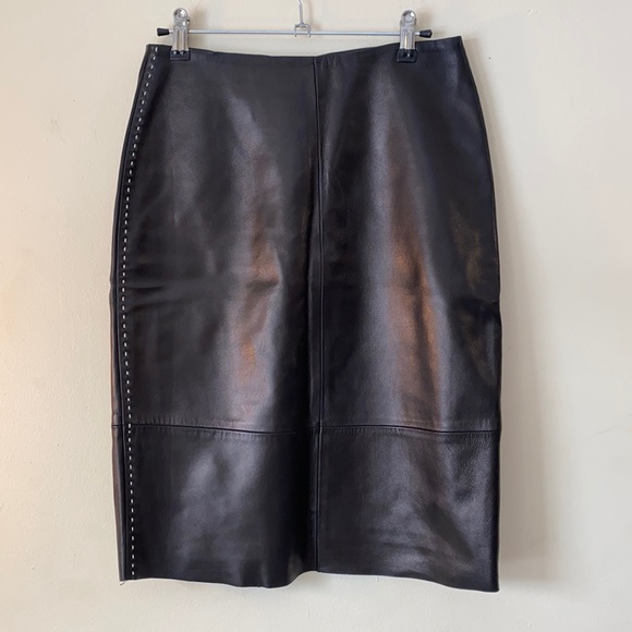 Banana Republic Dresses & Skirts - Banana Republic 💯leather, black with white stitching, gorgeous!  size 4